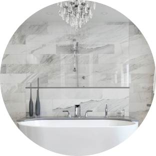 A marble tiled bathroom